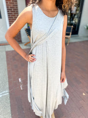 Grey Heather Jersey Layered Maxi Dress