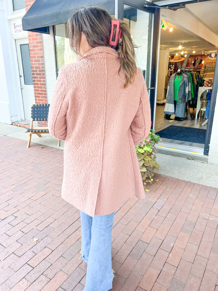 Blush Boucle Lapel Coatigan