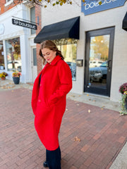 Red Boucle Long Coat