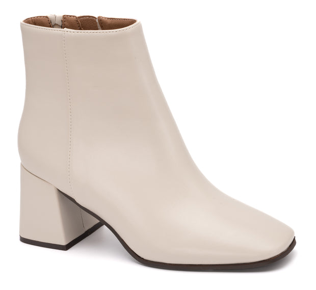 Ivory Square Toe Ankle Boot