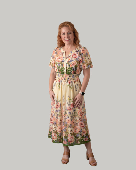 Floral-printed-midi-dress