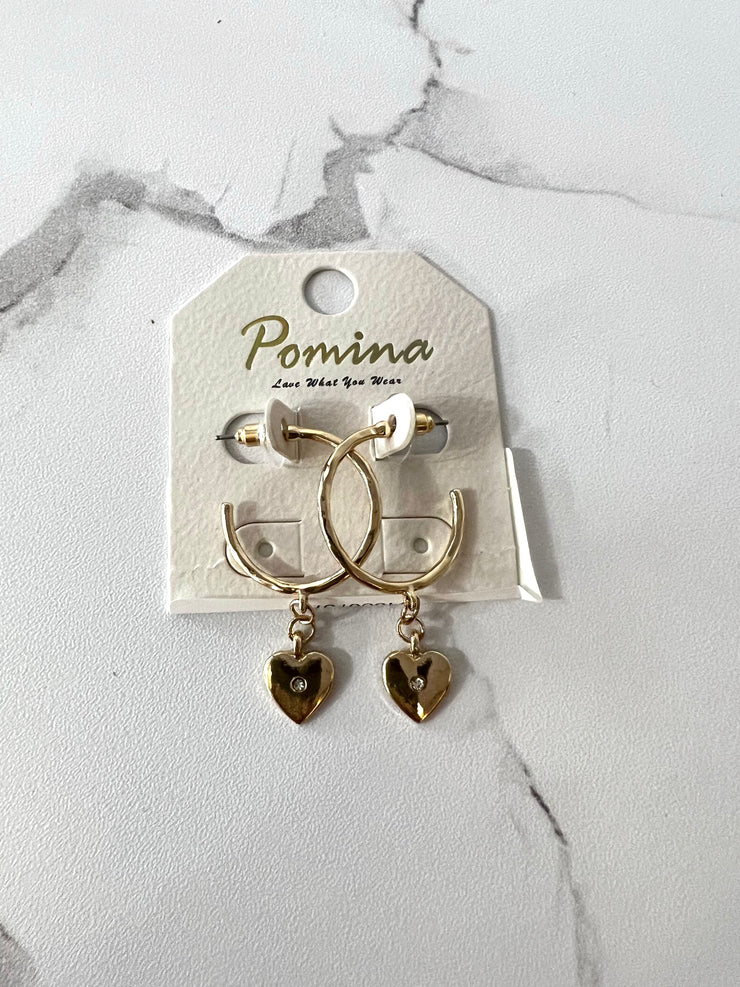 Heart Charm Hoop Earrings