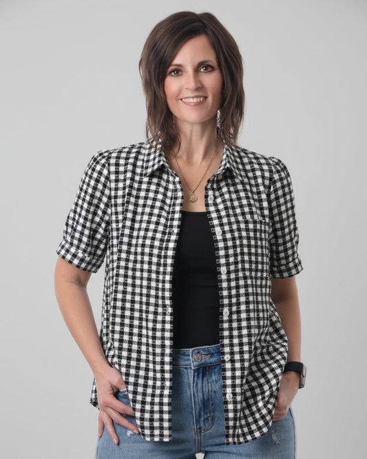 short-sleeve-black-white-gingham-top