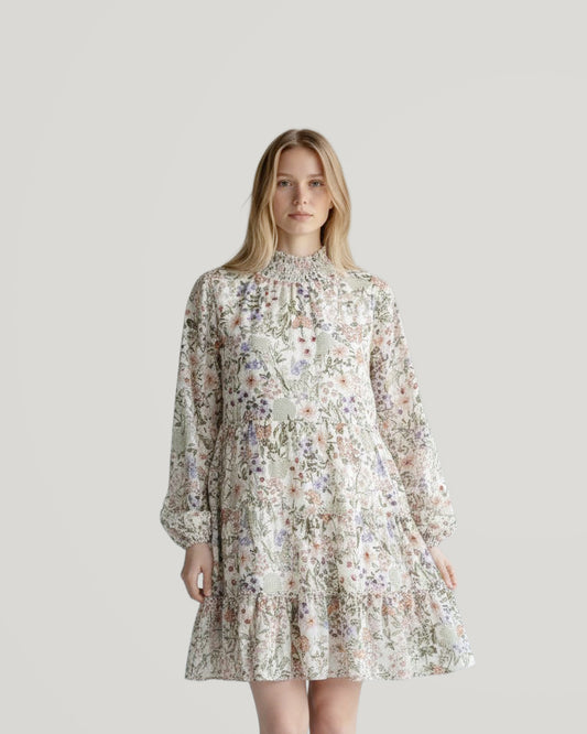green-floral-tiered-mock-midi-dress