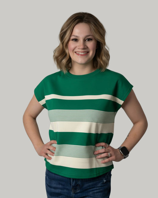 green-stripe-mixed-print-crew-neck
