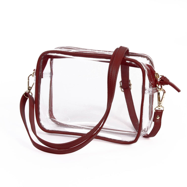Maroon Trimmed Clear Bag