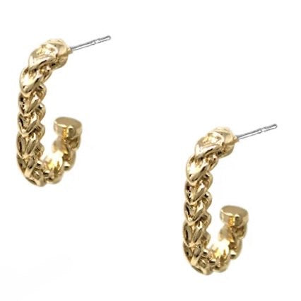 Gold Textured Huggie Hoops