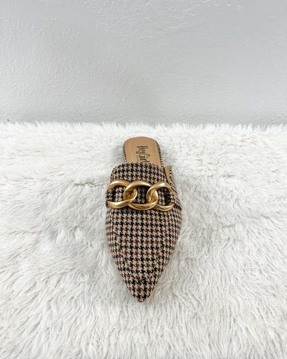 Black & Tan Houndstooth Slip on Shoes