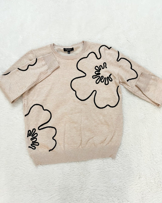 3D Floral Detail Knit Sweater