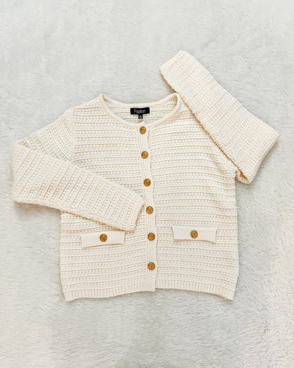 Textured Knitted Cream Short Jacket