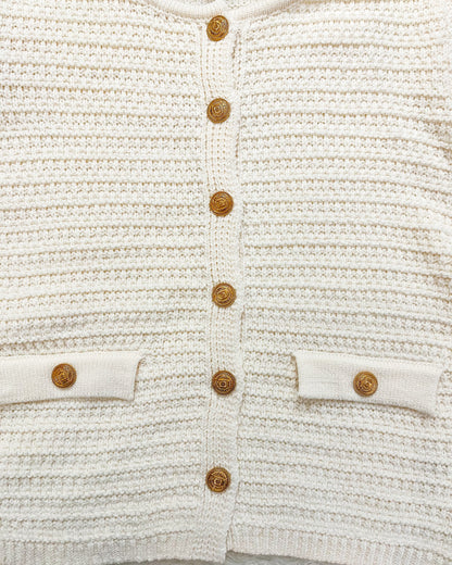 Textured Knitted Cream Short Jacket