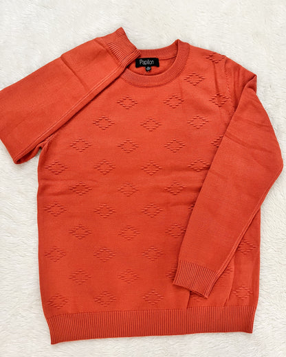 Rust Orange Diamond Knit Sweater