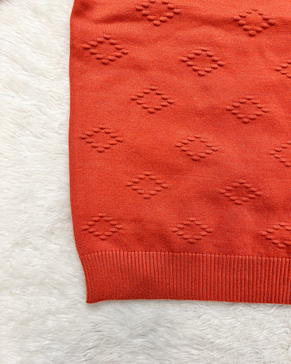 Rust Orange Diamond Knit Sweater