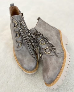 Light Grey Lace Up Boot
