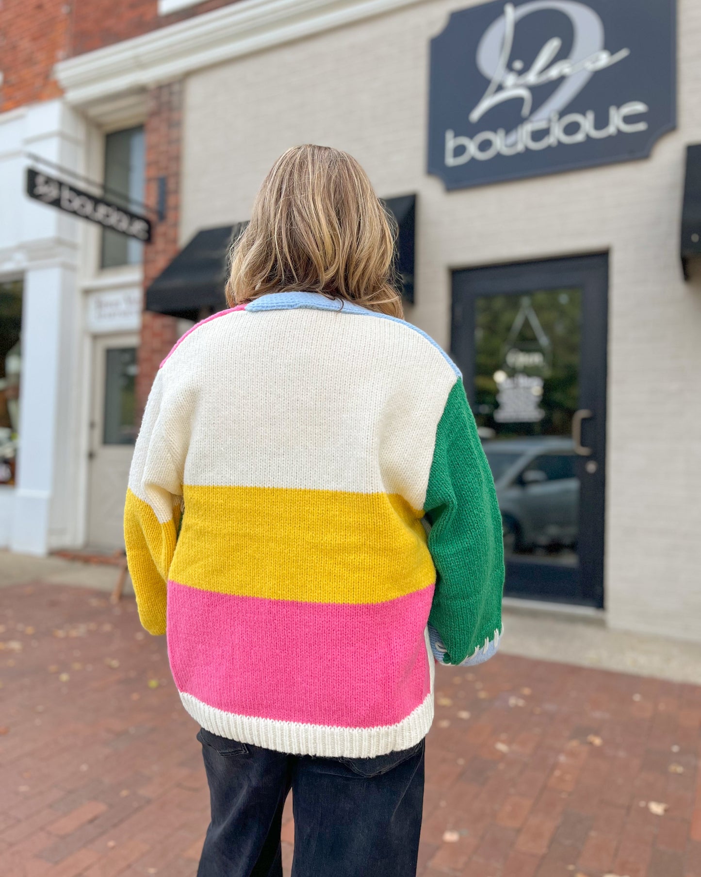 Bright Color Block Open Cardigan