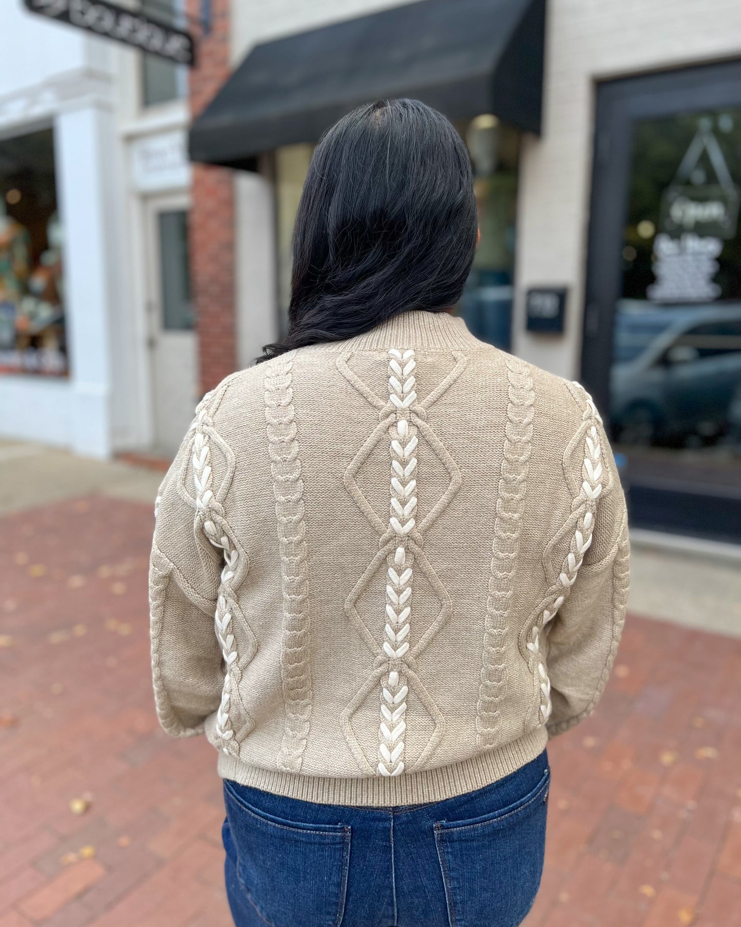 Braided Detail Mock Neck Sweater