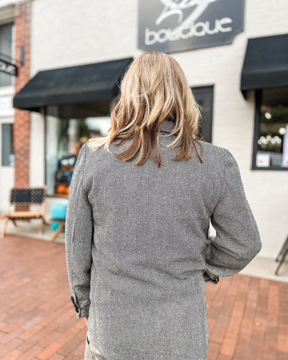 Herringbone Black & White Blazer