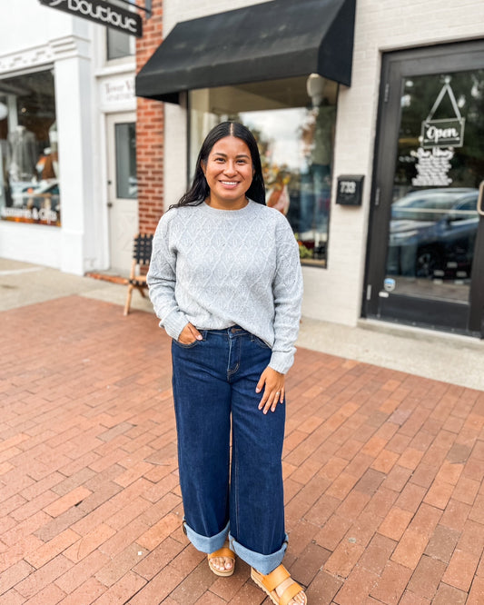 Soft Grey Knit Pullover Sweater