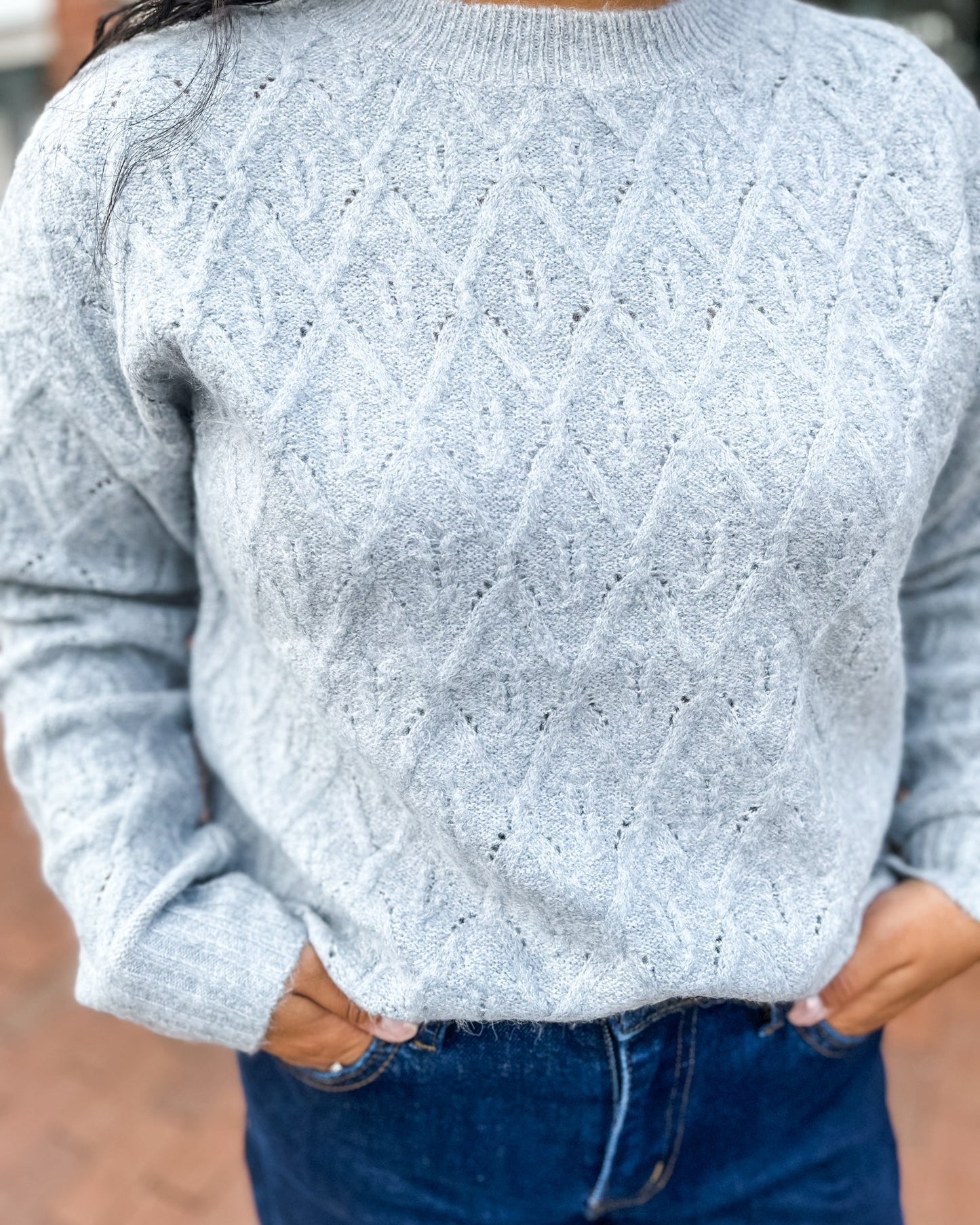 Soft Grey Knit Pullover Sweater