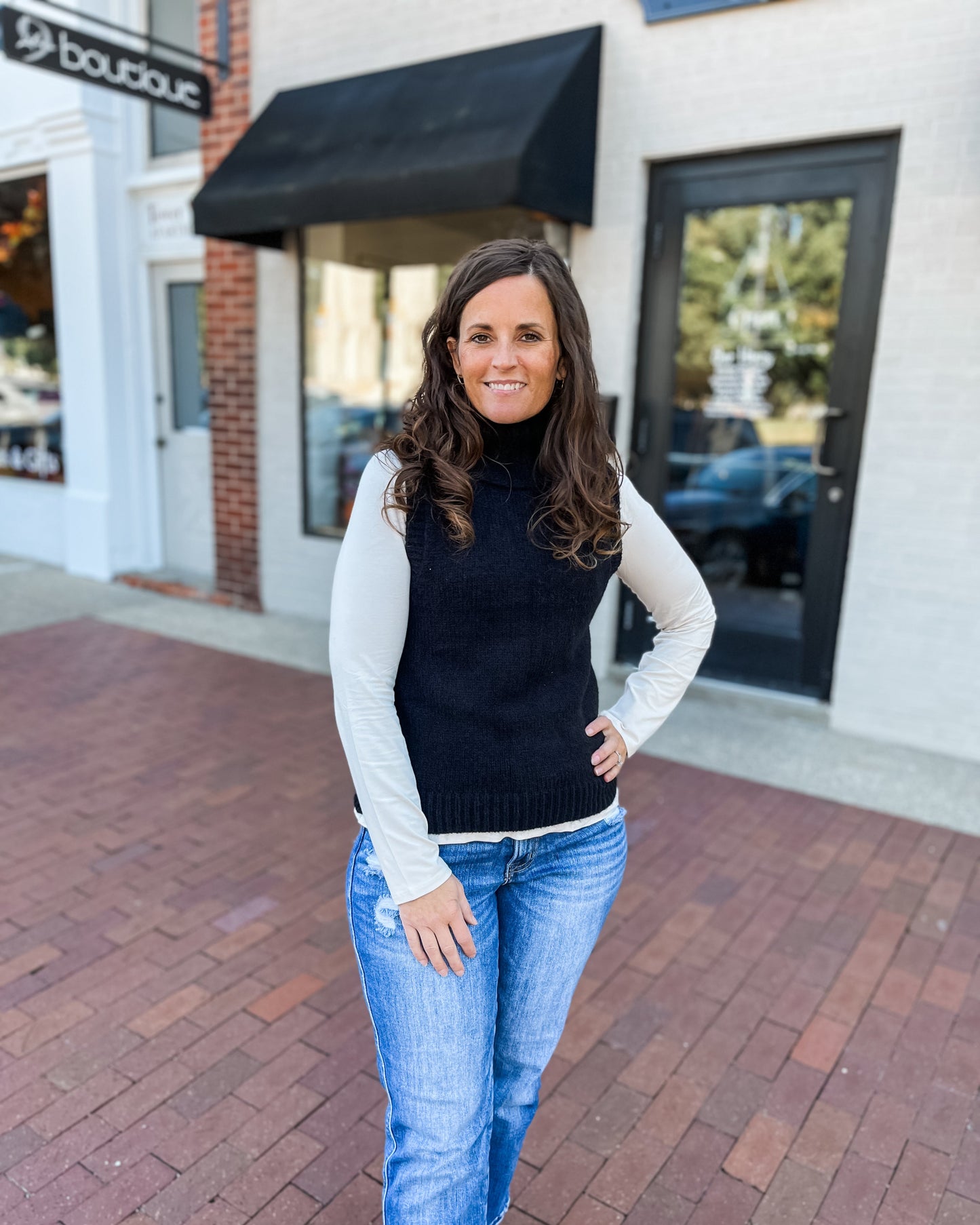 Black Turtleneck Sleeveless Sweater