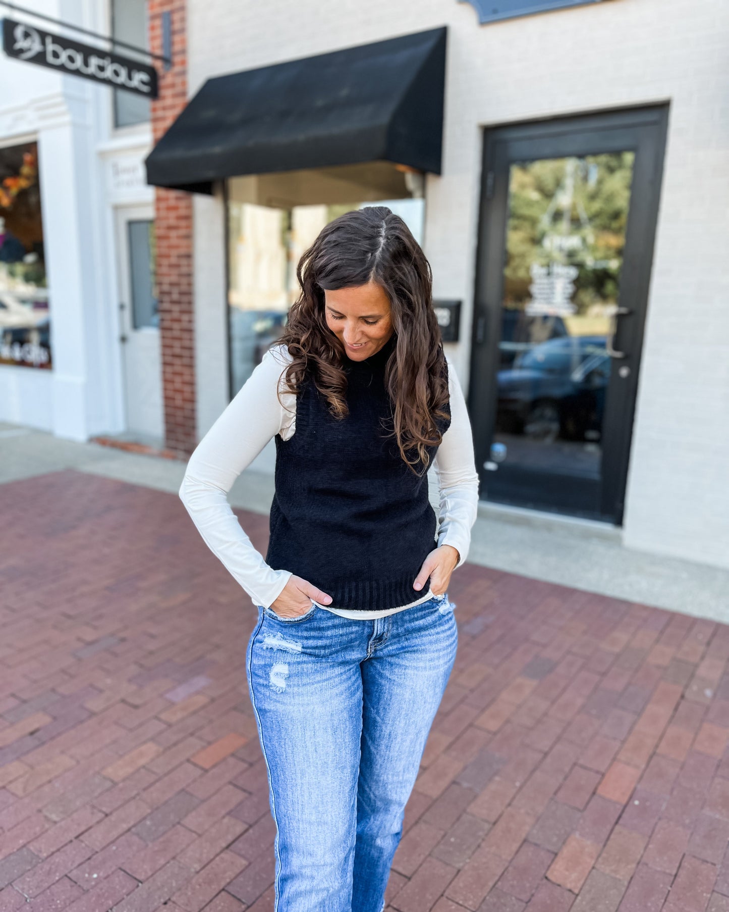 Black Turtleneck Sleeveless Sweater