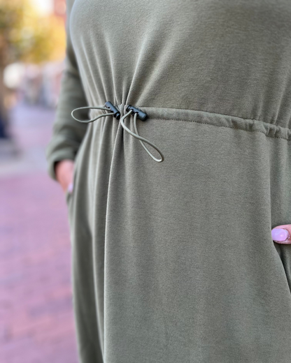 Olive Green Long Sleeve Tiered Maxi Dress