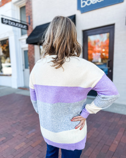 Lavender and Grey Colorblock Sweater