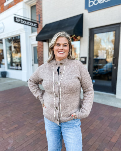 Mocha Sherpa Lined Button Up Cardigan