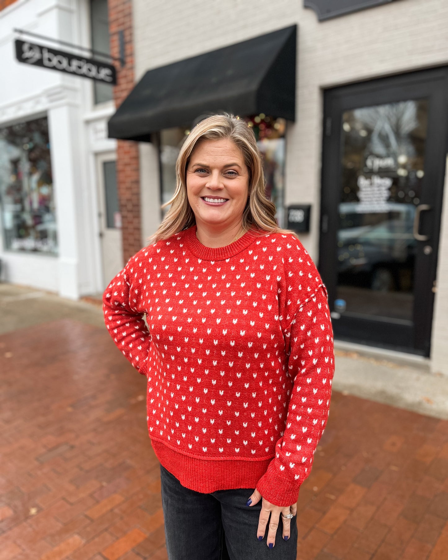 Mini Heart Red Crewneck Sweater