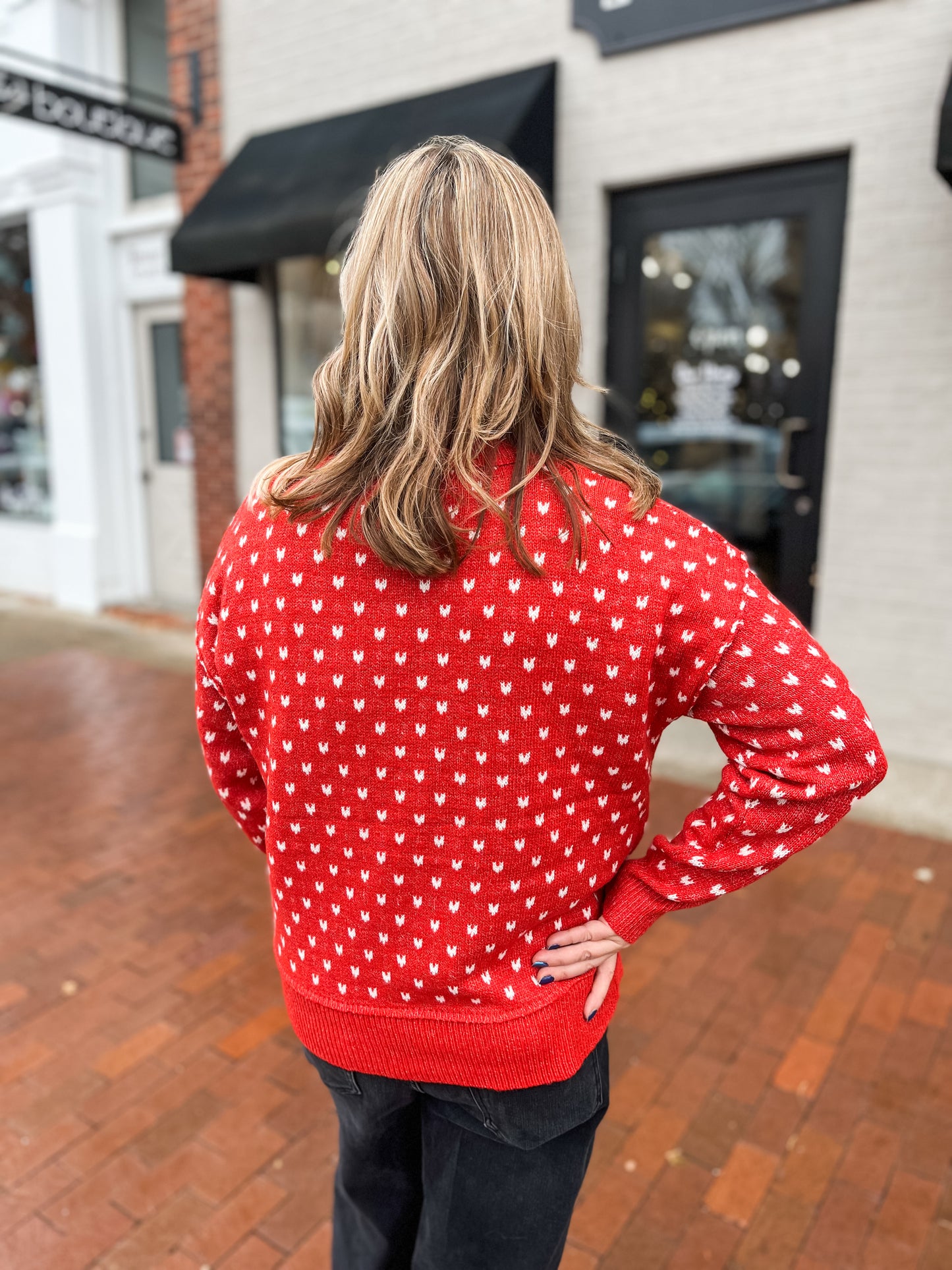 Mini Heart Red Crewneck Sweater