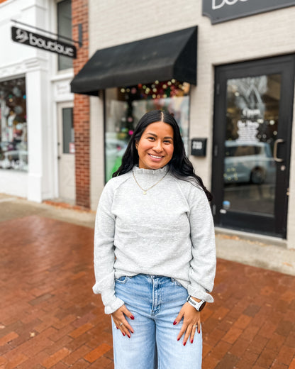 Heathered Grey Mock Neck Sweater