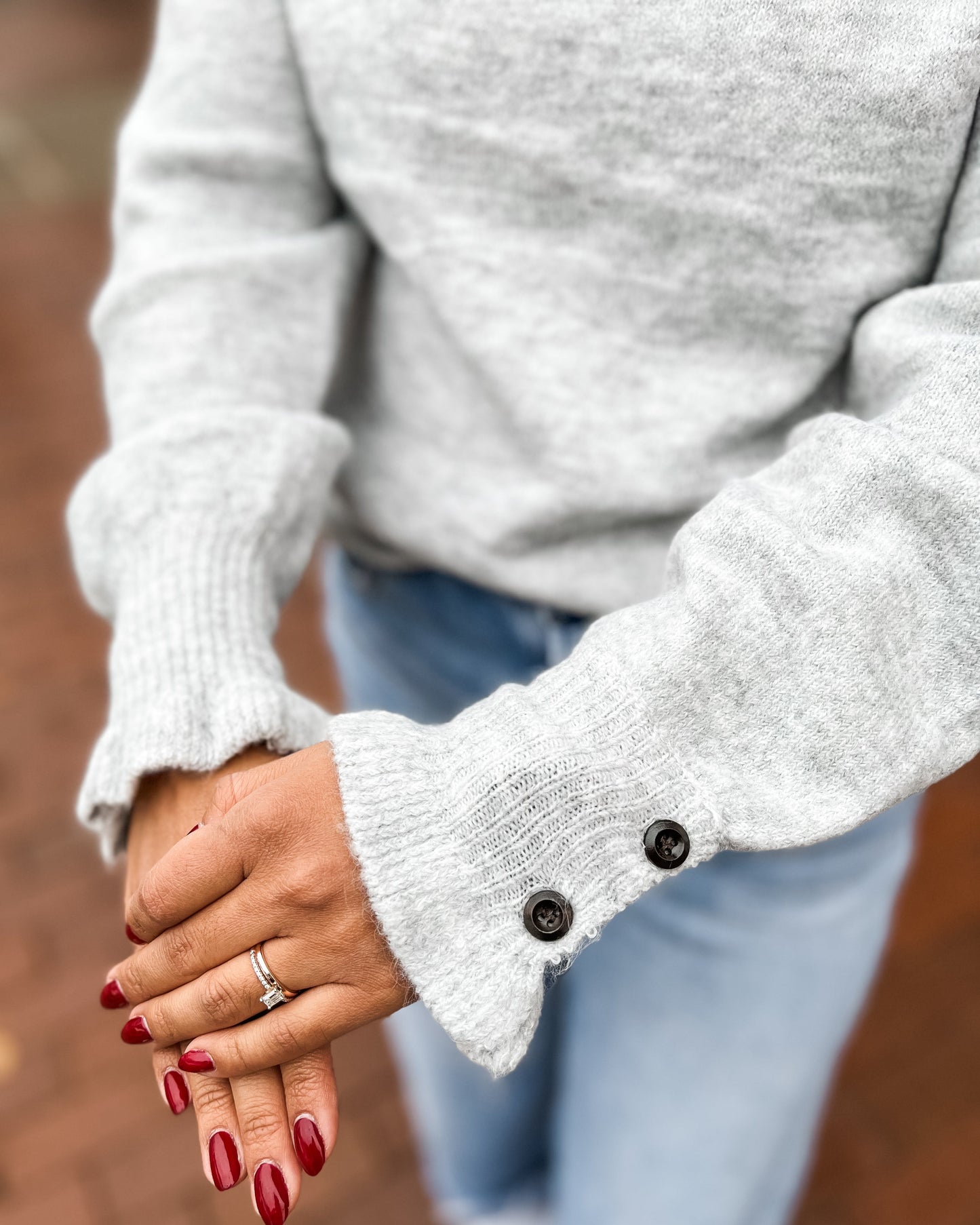 Heathered Grey Mock Neck Sweater