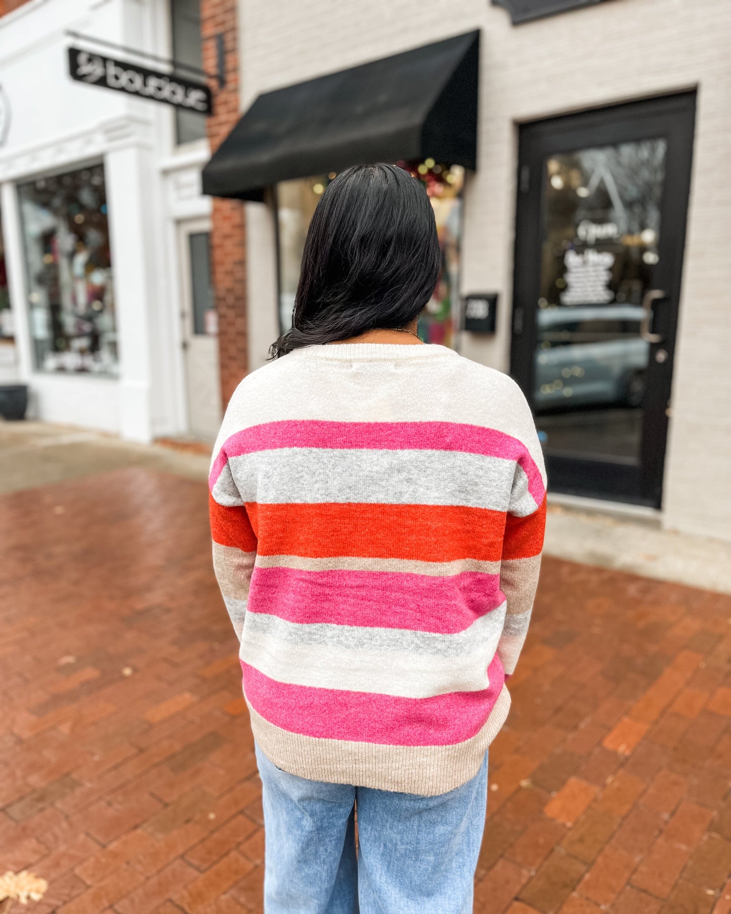 Multi Bright Striped Crewneck Sweater