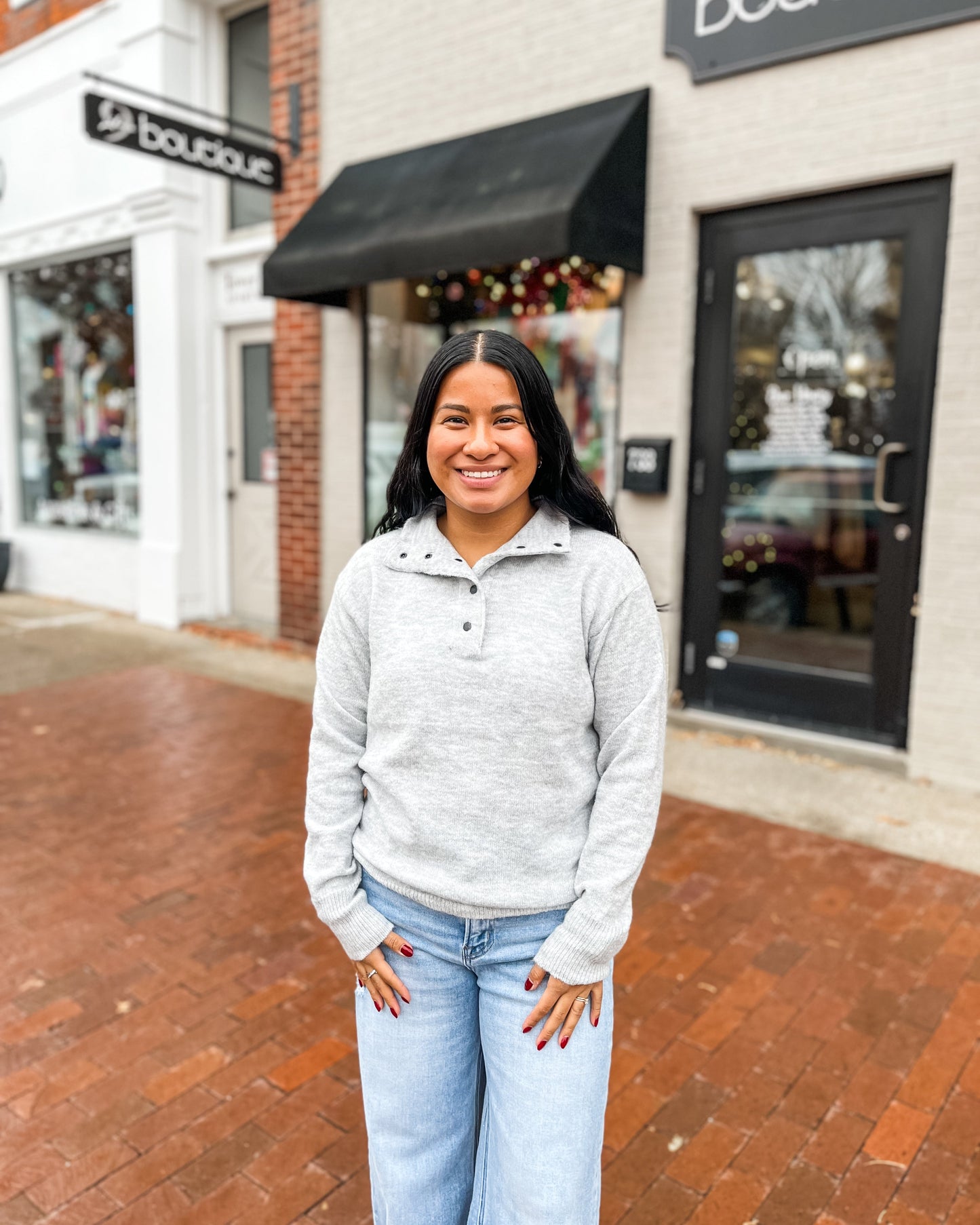 Heathered Grey Mock Neck Sweater