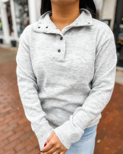 Heathered Grey Mock Neck Sweater