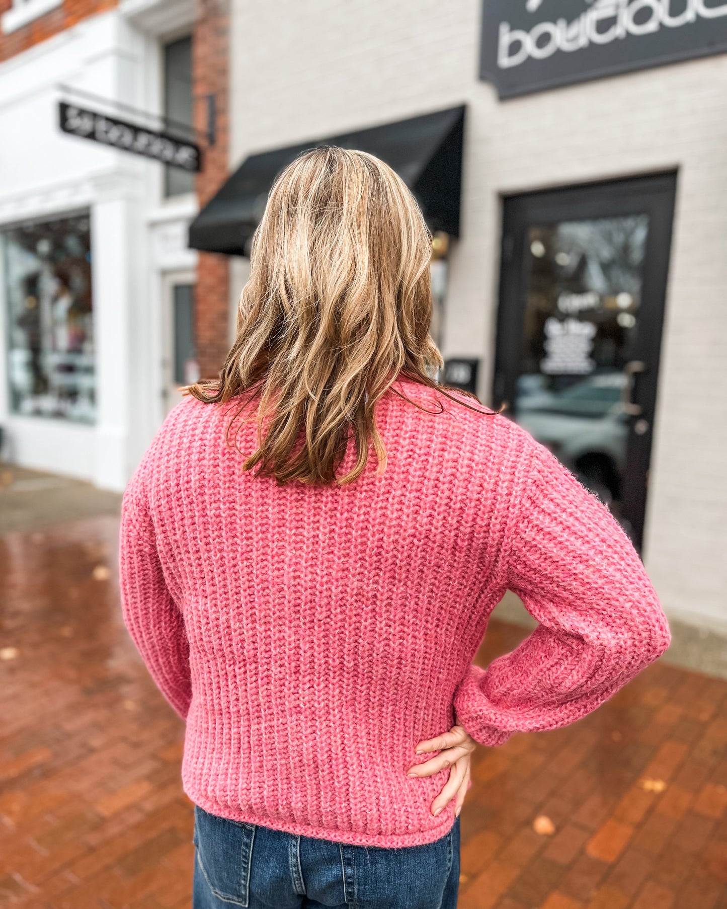 Big Gold Metal Button Down Long Sleeve Cardigan
