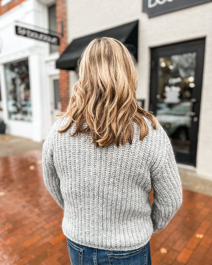 Big Gold Metal Button Down Long Sleeve Cardigan