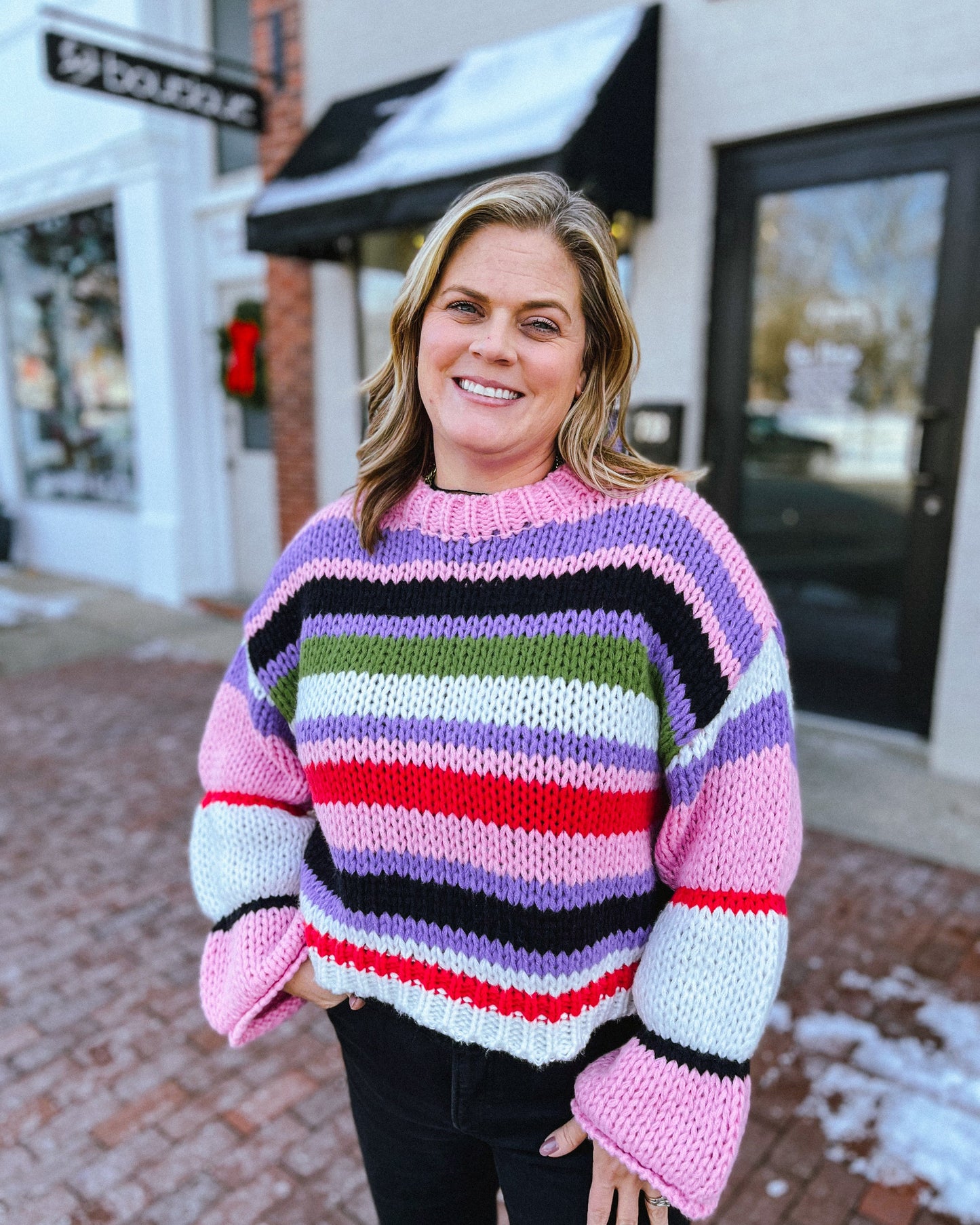 Multi Color Striped Chunky Sweater