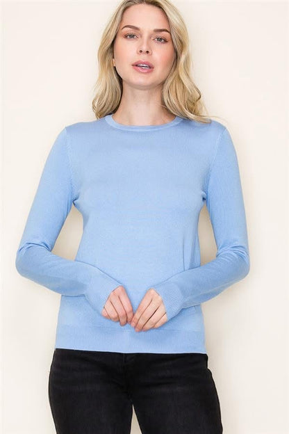 Basic Long Sleeve Crew Neck Pullover Sweater