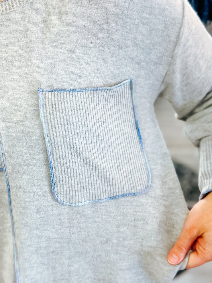 Ombre Stitched Pocket Knit Top