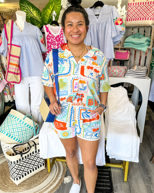 Ma Cherie Button Up Capri Shirt