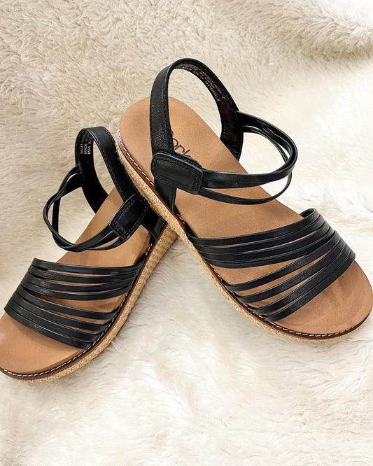 "What About Now" Black Strappy Sandals