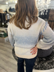 Blue Ombre Whipstitch Sweater