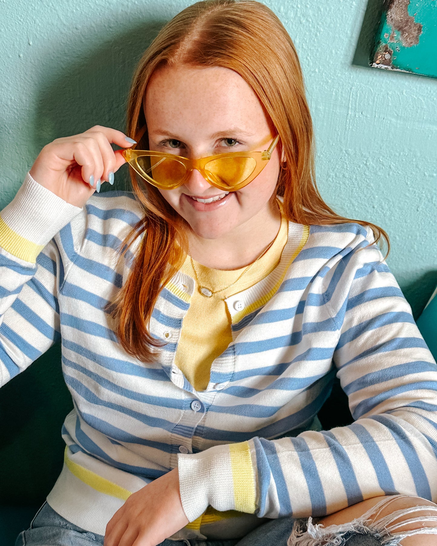 Bright Striped Button Down Cardigan