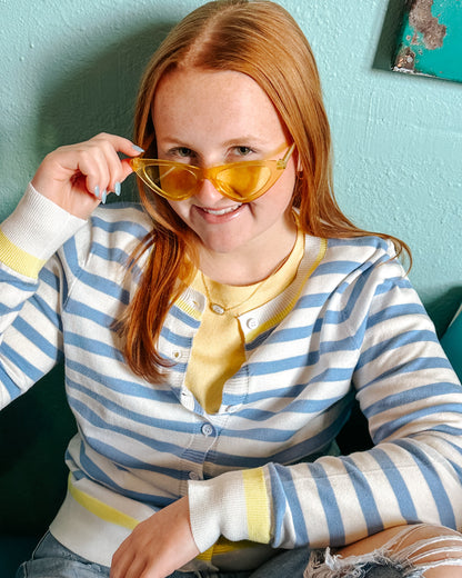 Bright Striped Button Down Cardigan