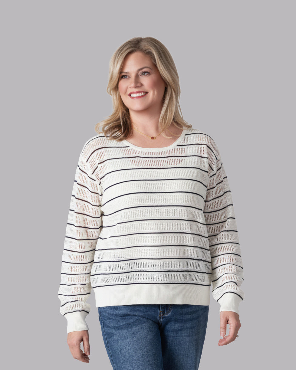 Staccato Navy Stripe Cream spring sweater