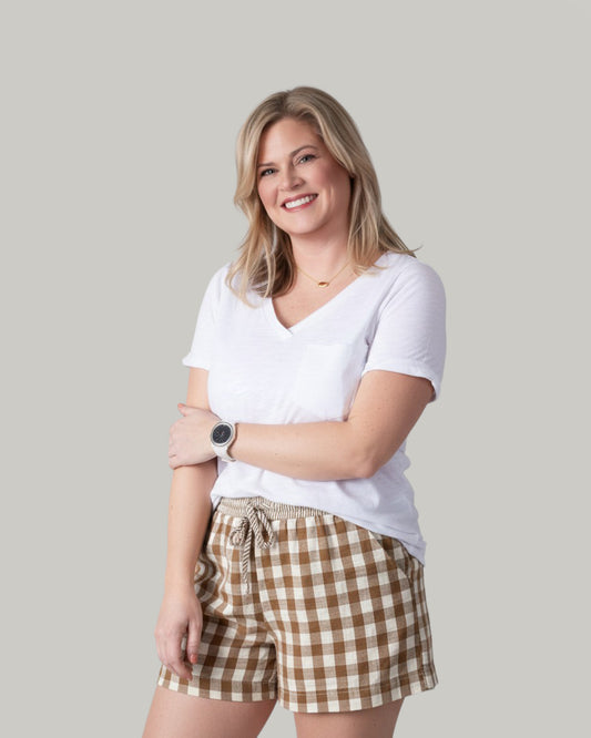 mocha-gingham-stripe-shorts