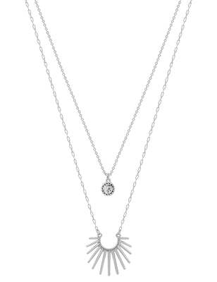 Sunburst & Crystal Layered Necklace