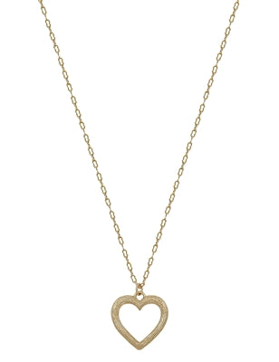 Matte Gold Textured Heart Necklace