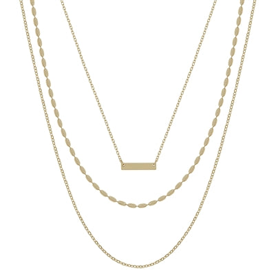 Three Chain Bar Necklace